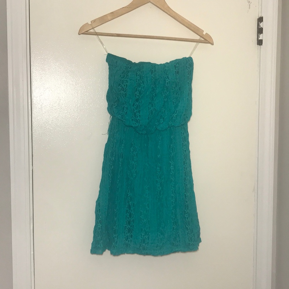 Charlotte Russe Teal Strapless Dress NOT A ROMPER